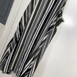 Striped, Swing Dress, Size 2x, Olive/ Black/ White